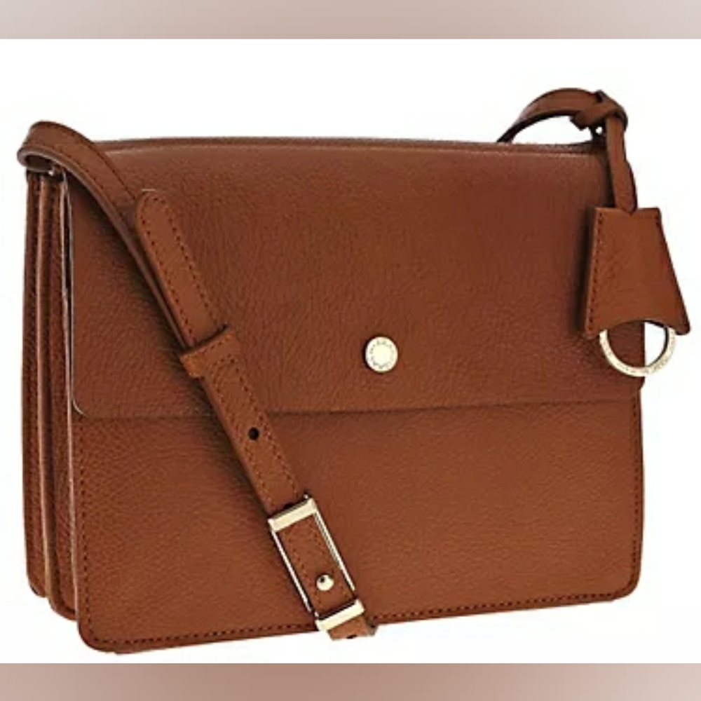 Isaac Mizrahi Nolita Pebble Leather Accordion Bag Saddle